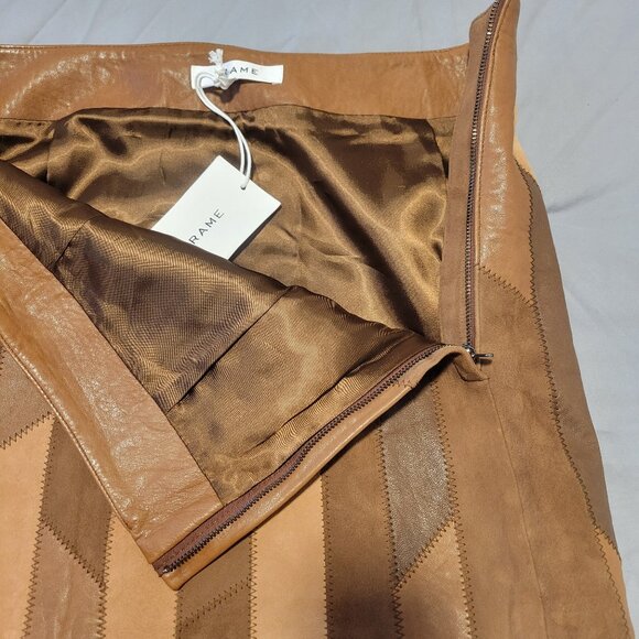 FRAME new with tag natural lambskin leather mini skirt - Picture 2 of 4